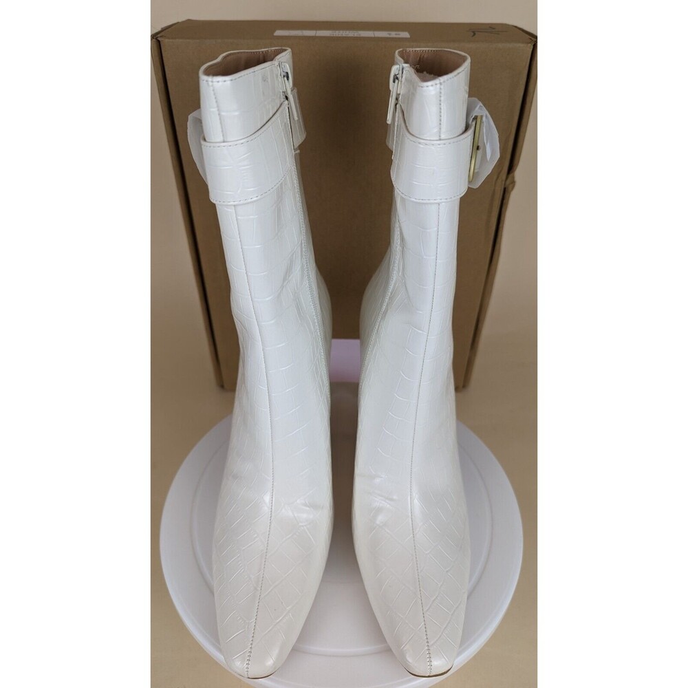 Journee Collection Elanie Heeled Boots Womens 9.5 M White Faux Croc Shoes NWB - Picture 7 of 15